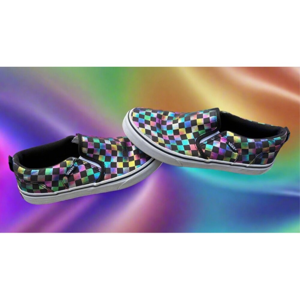 Vans Asher Holographic Checkerboard Pattern - Junior Size - Picture 3 of 5